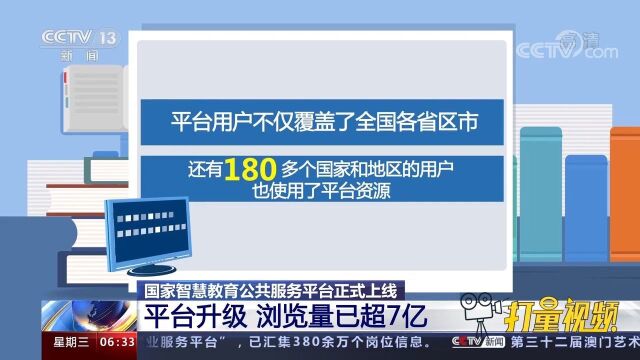 国家智慧教育公共服务平台用户覆盖全国各省市区,浏览量超7亿