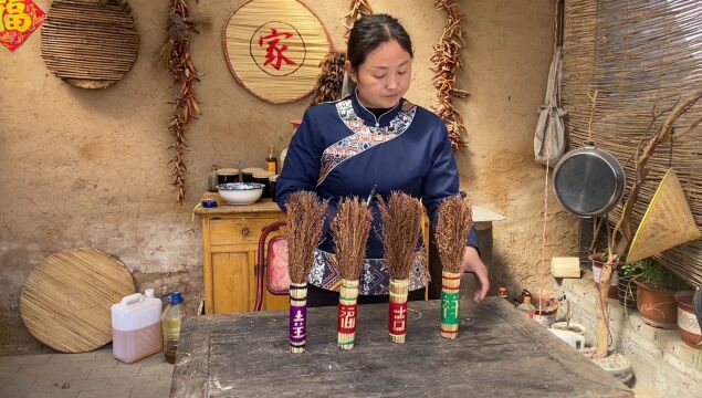 农村独有的高粱杆,纯手工制作刷锅神器炊帚,每一步都是非遗文化