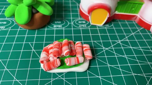 彩泥做食物手工,超轻粘土制作火锅必备食材肥牛卷