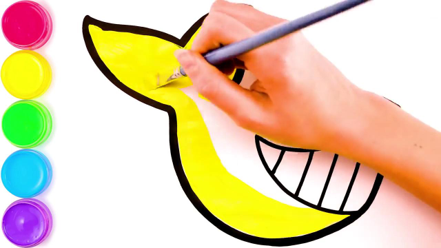 简笔画:画一只七彩牙齿的大鲨鱼