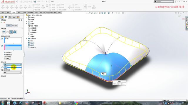 用SolidWorks画一个中间有孔的枕头