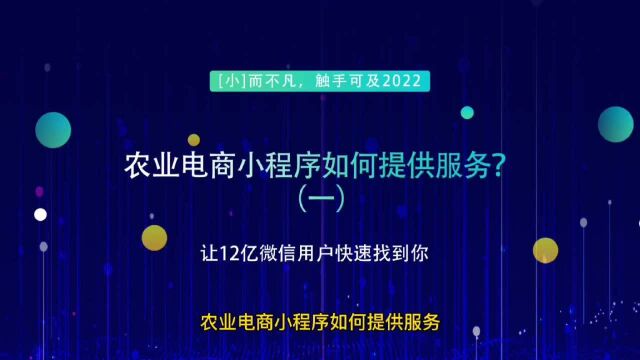 农业电商小程序如何提供服务?(一)