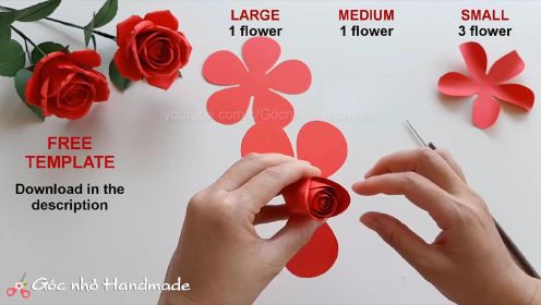 创意纸艺手工教程——用卡纸做玫瑰花教程