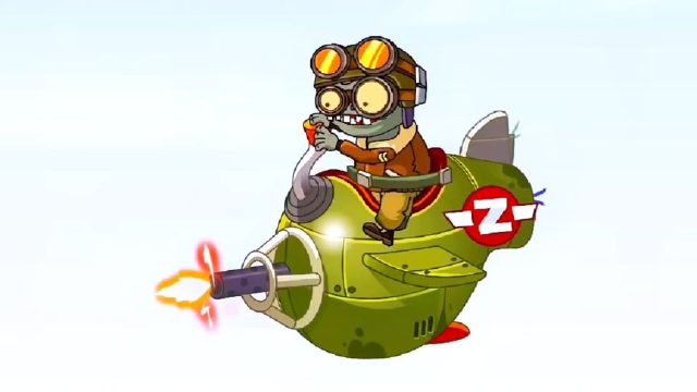 植物大战僵尸:小僵尸驾驶飞机连续轰炸,落地后持续用热武器进行交战