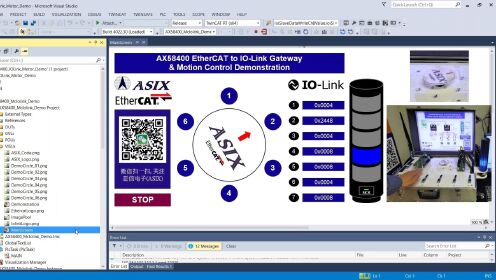 亚信AX58400 EtherCAT转IO-Link网关与马达控制解决方案演示视频