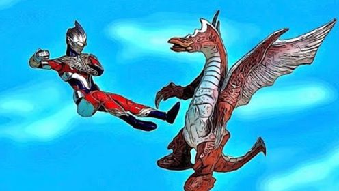 奥特曼定格动画:小伙变身特利迦 对战宿敌天空怪兽美尔巴!