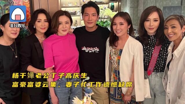 杨千嬅老公丁子高庆生,富豪富婆云集,妻子忙工作遗憾缺席