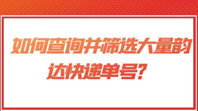 查询大量的韵达快递单号并筛选物流要怎么办?