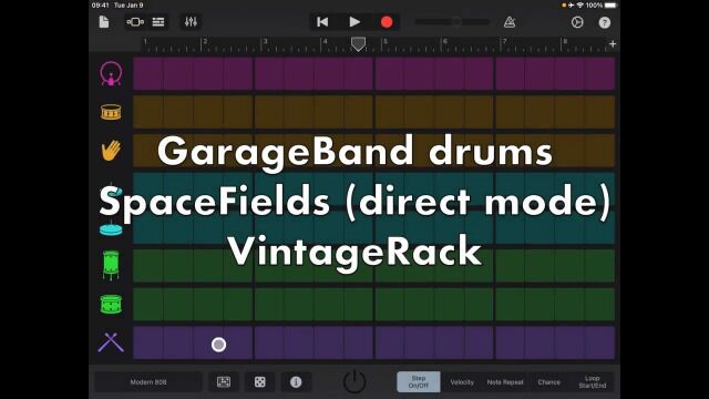 GarageBand drums with SpaceFields and VintageRack