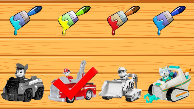 汪汪队立大功益智玩具!帮汪汪队工程车选择正确的刷子涂上颜色