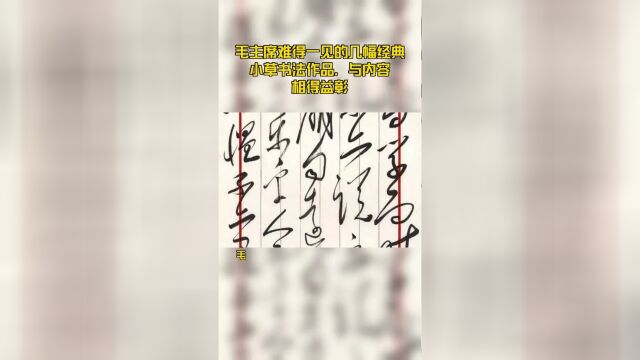 毛主席难得一见的几幅经典小草书法作品,与内容相得益彰