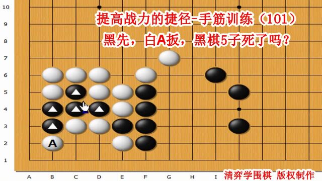 围棋提高战力的捷径 手筋训练(101)黑先,白A扳,黑棋5子死了吗?