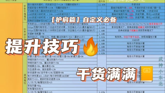 【护肩篇】自定义必备及其固定史诗提升技巧干货满满