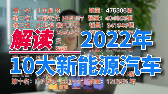 2022年10大热销新能源车型解读:比亚迪独占6席,新势力无缘上榜