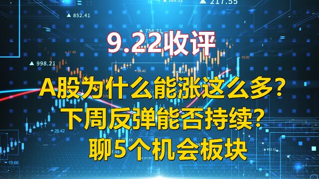 A股今天为什么能涨这么多?下周反弹能否持续?聊5个机会板块