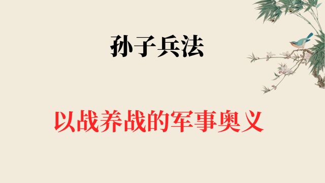 《孙子兵法》通读13:作战篇,以战养战的军事奥义