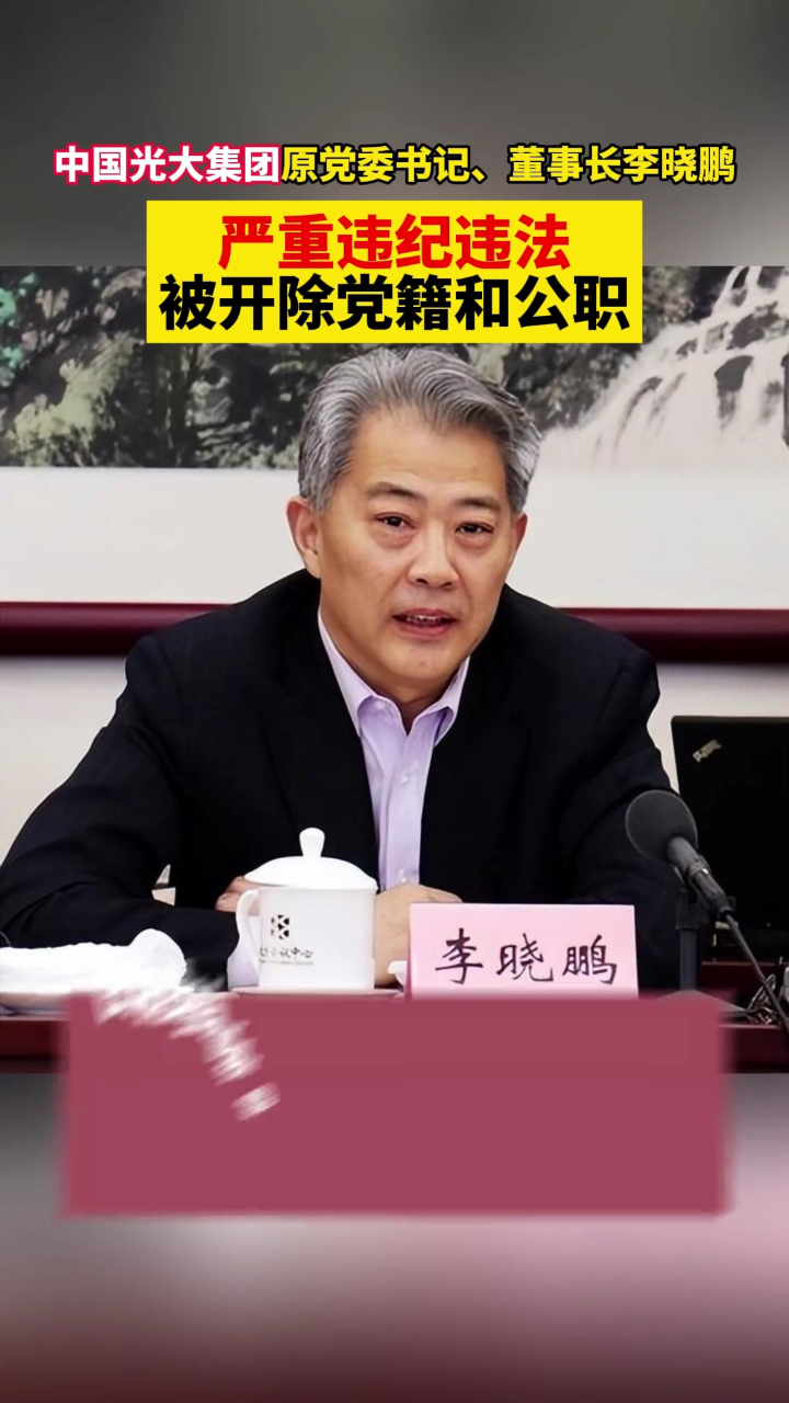刚刚中国光大集团原党委书记董事长李晓鹏被双开