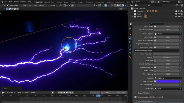 【Blender预设】Draw Lightning Generators V1.6 自定义路径电流闪电特效生成器