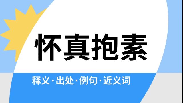 “怀真抱素”是什么意思?