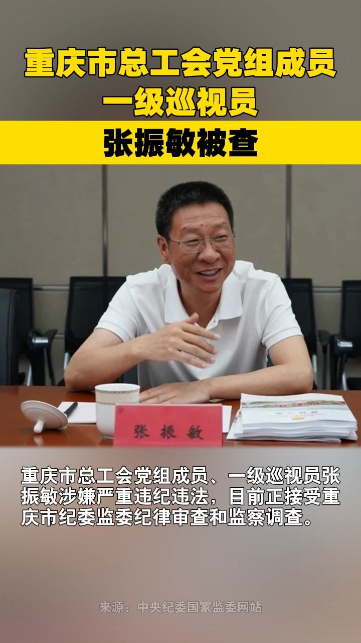 重庆市总工会党组成员一级巡视员张振敏被查