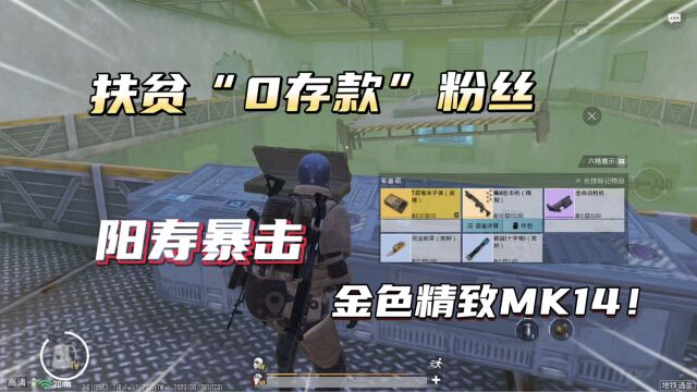 扶贫“0存款”粉丝,仓库也是空的!辐射竟开出金色MK14!