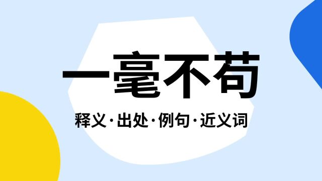 “一毫不苟”是什么意思?