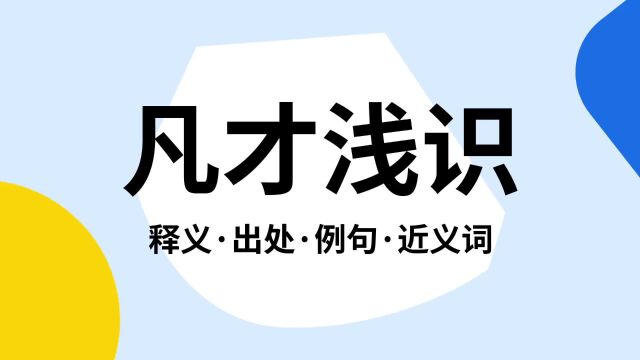 “凡才浅识”是什么意思?