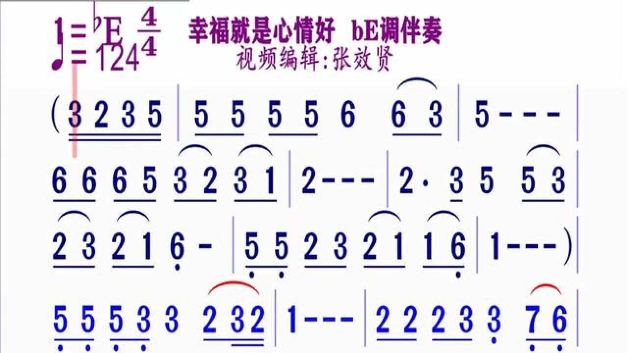 《幸福就是心情好》简谱be调伴奏 完整版请点击上面链接 知道吖张效贤