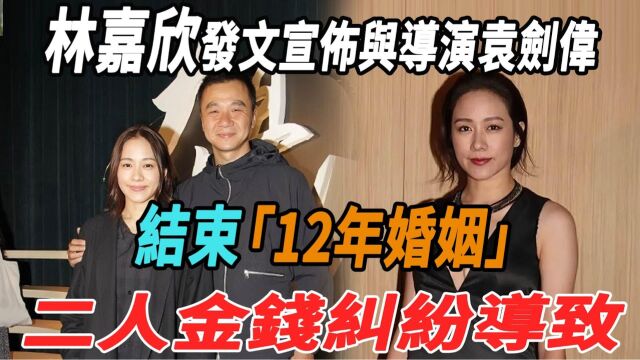 林嘉欣发文宣布与导演袁剑伟结束12年婚姻,二人金钱纠纷导致