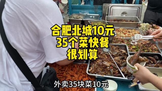 合肥北城10元35个菜很实惠#合肥美食 #工作餐 #快餐盒饭 #农民工不容易 #好老板