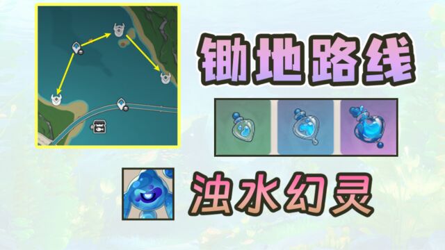 【原神】枫丹锄地:浊水幻灵刷取路线(浊水的一滴/浊水的一掬/初生的浊水幻灵)无战斗,无一次性怪