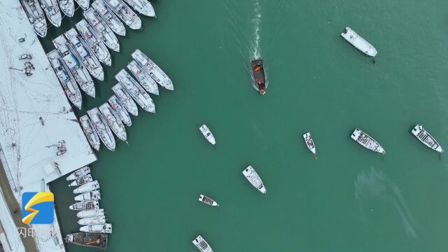 烟台黄渤海新区:雪后渔港“披银装”