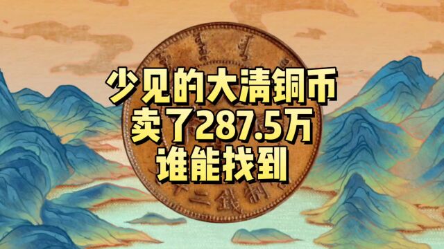 拍了287.5万,少见的大清铜币,2种特征谁能找到?