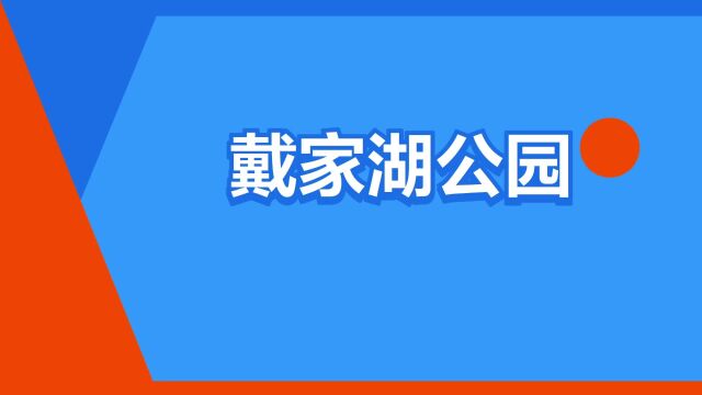 “戴家湖公园”是什么意思?