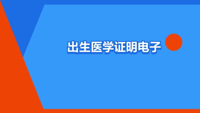 “出生医学证明电子证照”是什么意思?