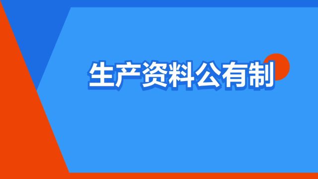 “生产资料公有制”是什么意思?