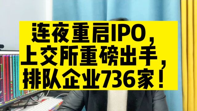 连夜重启IPO,上交所重磅出手,村委的牛市来了,排队企业736家!