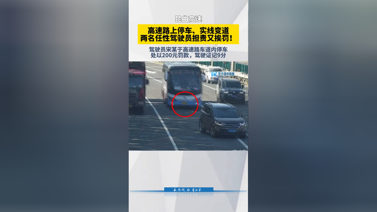 高速路上停车,实线变道,两名任性驾驶员担责又挨罚