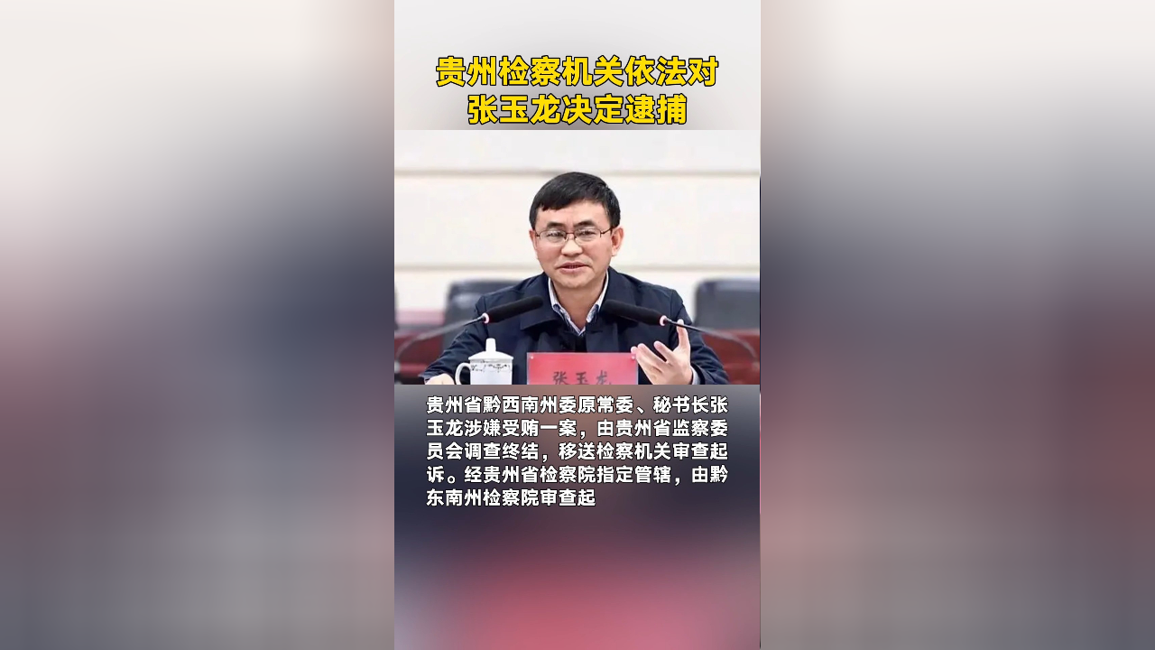 贵州检察机关依法对张玉龙决定逮捕