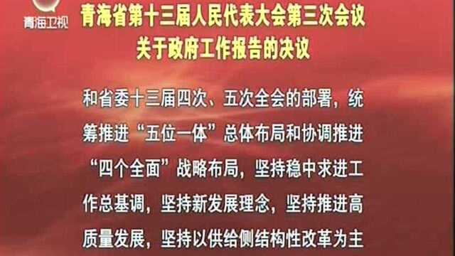 青海省第十三届人民代表大会第三次会议关于政府工作报告的决议