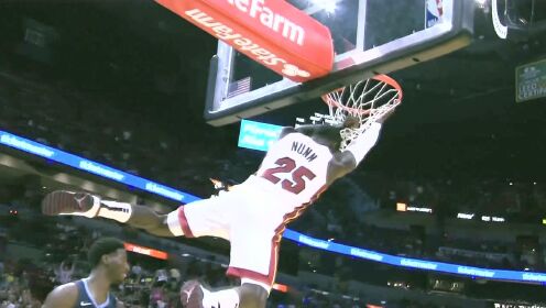 《NBA全场集锦》【扣篮】电光火石一瞬之间！热火光速抢断快攻纳恩双手重扣