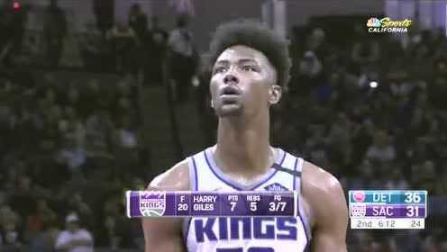《NBA全场回放》【原声回放】活塞vs国王第2节 莱恩前场篮下一挑四