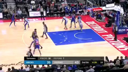 《NBA全场回放》【原声回放】尼克斯vs活塞第2节 雷吉连线罗宾逊重扣炸筐