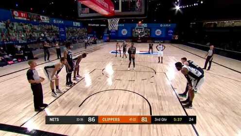 《NBA全场回放》【回放】篮网vs快船第3节 祖巴茨跳投惨遭阿伦大帽