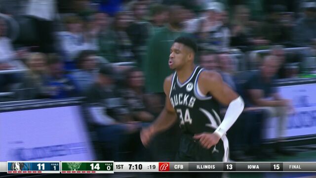 冲起来拦不住！字母哥迈开大步一次次击溃独行侠的防线