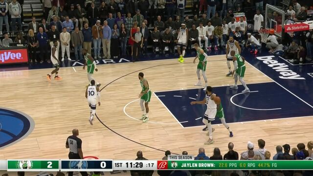 霍乐迪小手一排切球唐斯 布朗借机空中接力助飞塔图姆