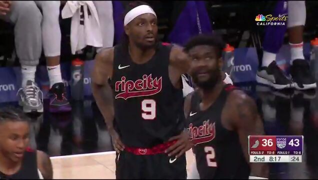 NBA常规赛：开拓者vs国王第2节中文解说回放