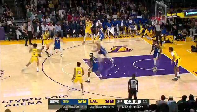 勇士vs湖人第3节英文原声回放