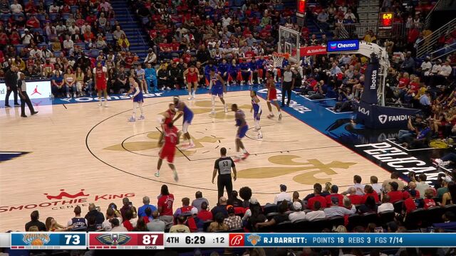 尼克斯87-96鹈鹕 莺歌26+7携手锡安24+5击败对手