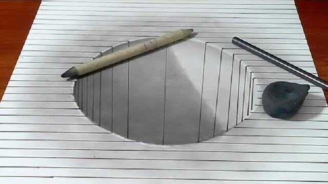 超简单3d绘画教你如何在纸上画个逼真的洞掌握好角度就ok